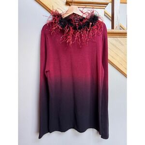 Vintage Belldini Womens Ombre Feather Sweater LG Moody Whimsigoth Artsy Abstract